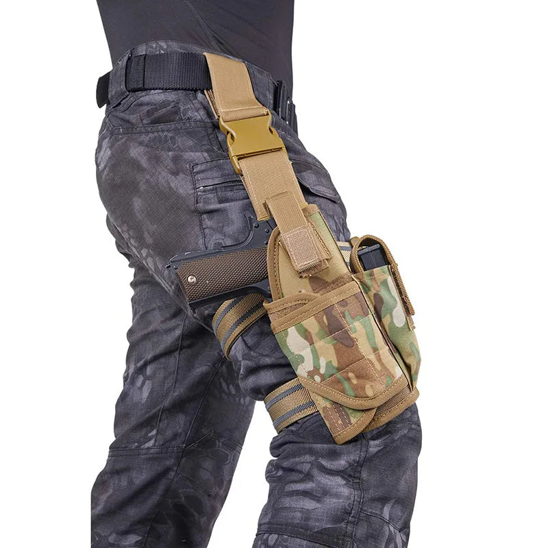 New Tactical Gun Holster Outdoor Sports Combat Pistol Holster CS War Tactical Accessories Right Thigh Holster Fits All Pistols