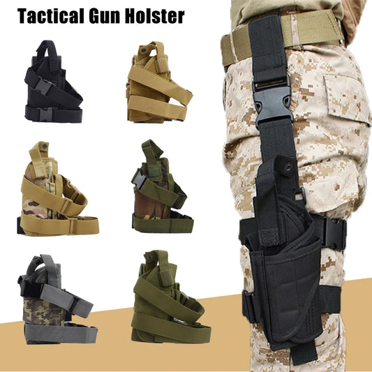 New Tactical Gun Holster Outdoor Sports Combat Pistol Holster CS War Tactical Accessories Right Thigh Holster Fits All Pistols