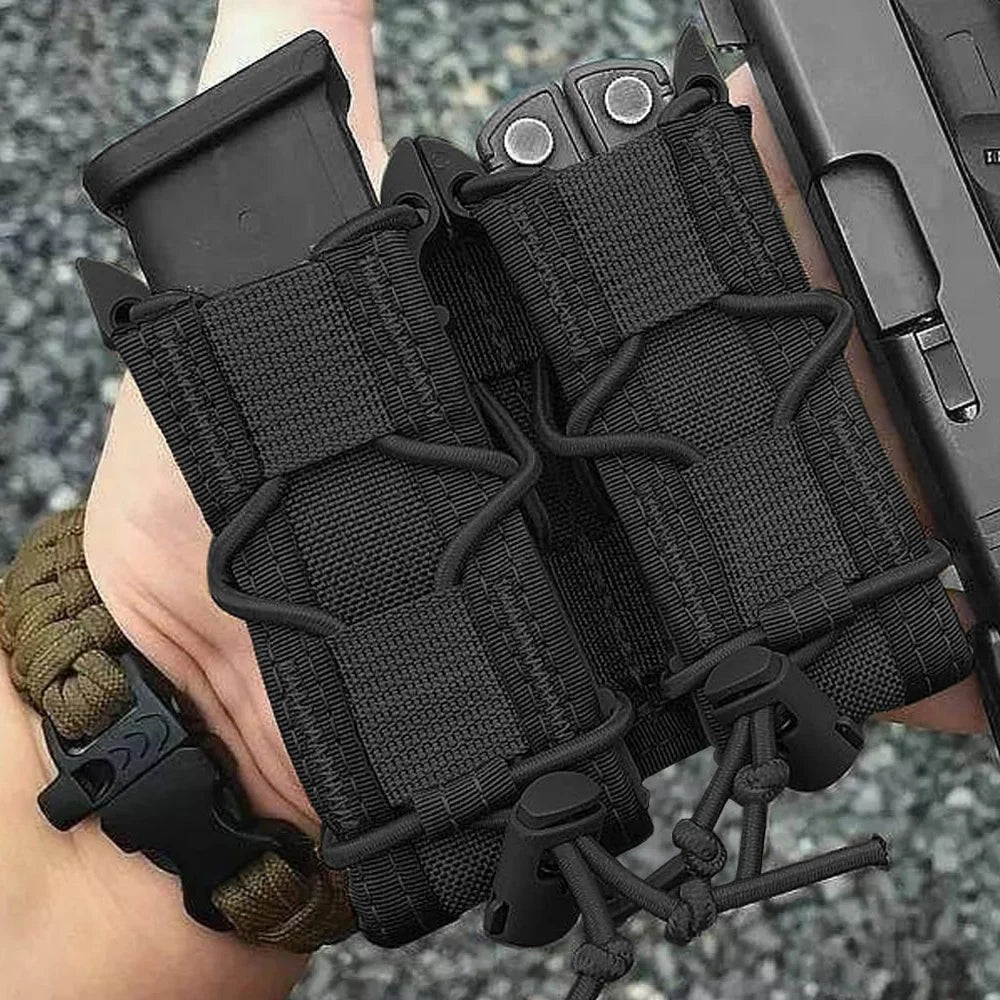 9mm Pistol Double/Triple Stack Magazine Pouch Molle Mag Holster Hunting Flashlight Torch Holder EDC