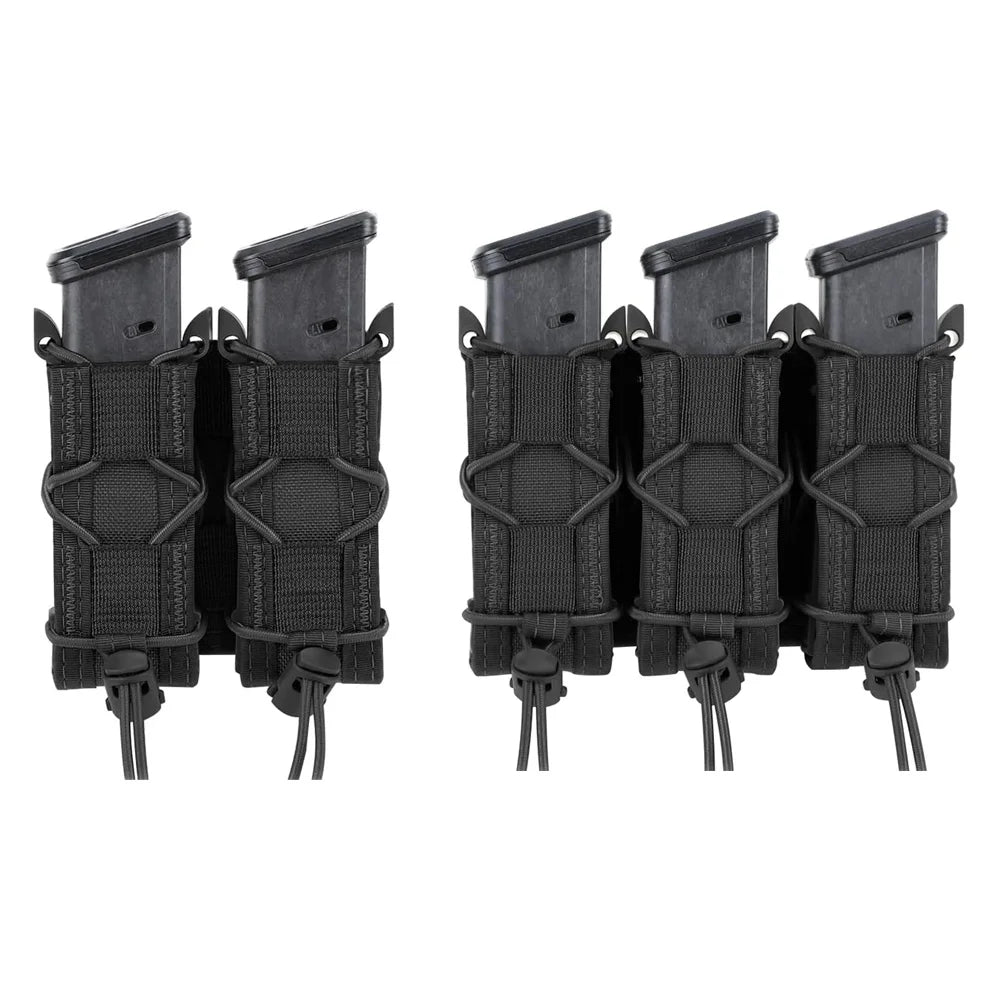 9mm Pistol Double/Triple Stack Magazine Pouch Molle Mag Holster Hunting Flashlight Torch Holder EDC