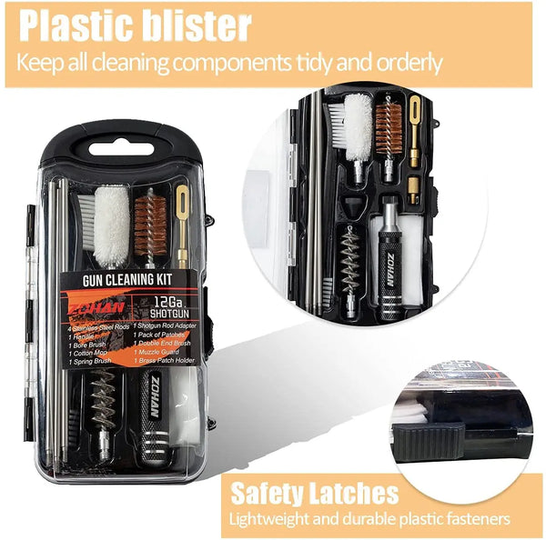 Gun Cleaning Kit Universal Gun Brush Tool for 12 Gauge Shotgun Cleaning Kit Gun Barrel Cleaner Portable Assembly Hunting