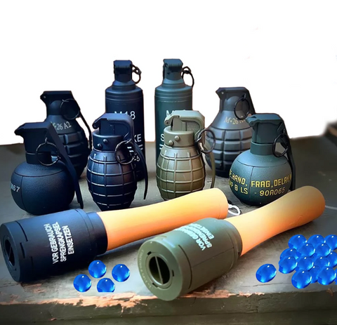 1pcs Airsoft Grenade Model, Outdoor Paintball Sports Gel Ball Refillable Explosion Grenade Model Toys Reusable Burst Grenades