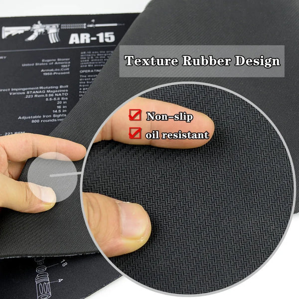 Gun Cleaning Mat with Parts Diagram and Instructions Armorers Bench Mat Mouse Pad Repair Build Tool for Glock M9 1911 AR15 AK47