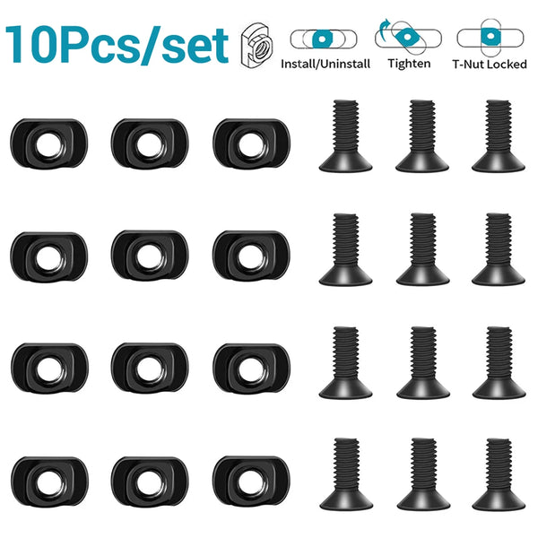 10Pcs M-LOK Screw and Nut Replacement Rails T-Nut Screw Replacement Set for MLOK Handguard Rail Sections Hunting Gun Accessories