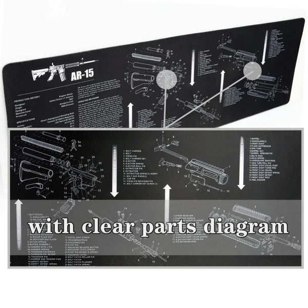 Gun Cleaning Mat with Parts Diagram and Instructions Armorers Bench Mat Mouse Pad Repair Build Tool for Glock M9 1911 AR15 AK47