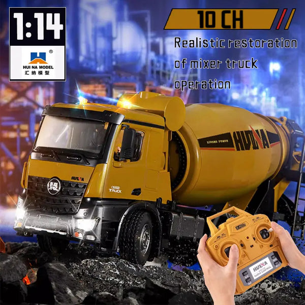 HUINA 1/14 RC Car Concrete Mixer Truck Toy Model 2.4GHZ 10CH Wireless Remote Control Engineering Vehicle Outdoor Toy Boy Gift ﻿