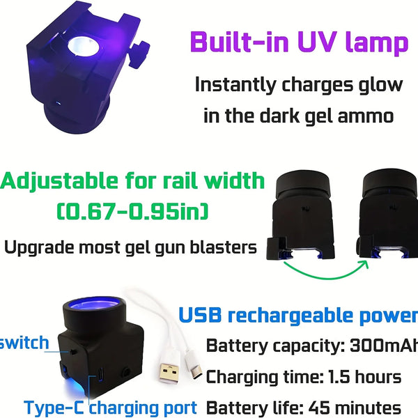 Gel Ball Blaster  Accessories Splatter Ball Blasters glow in the dark gels adapter