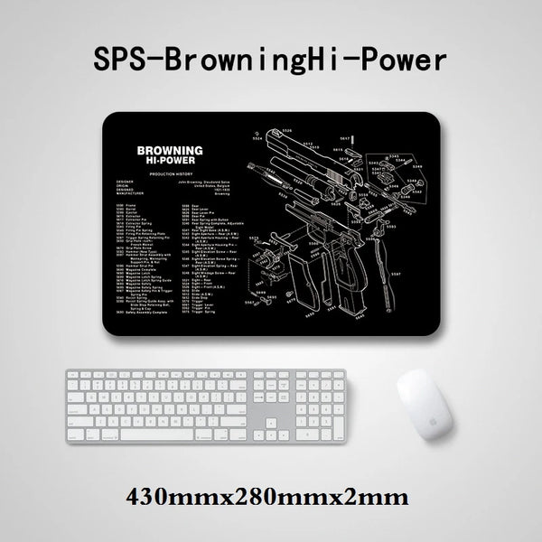 Gun Cleaning Mat with Parts Diagram and Instructions Armorers Bench Mat Mouse Pad Repair Build Tool for Glock M9 1911 AR15 AK47