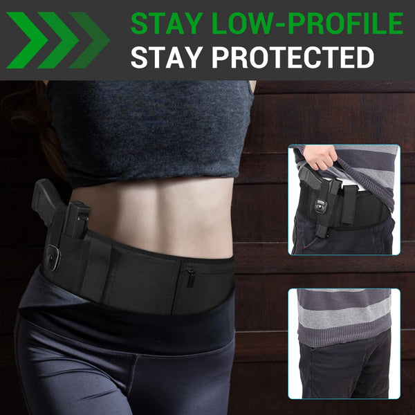 Tactical Belly Band Holster Concealed Carry Waist Band Pistol Holster Airsoft Holster Belt for Outdoor Hunting Fitness Defense