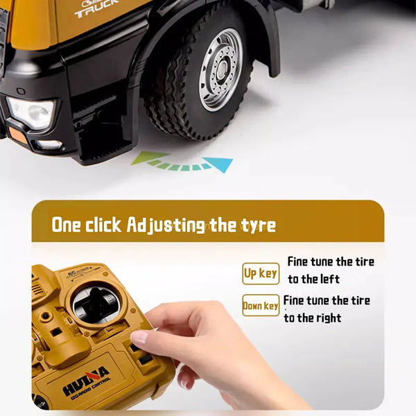 HUINA 1/14 RC Car Concrete Mixer Truck Toy Model 2.4GHZ 10CH Wireless Remote Control Engineering Vehicle Outdoor Toy Boy Gift ﻿