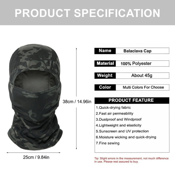 Full Face Camouflage Balaclava Mask Ski Bike Cycling Hunting Scarf Multicam Airsoft Cap Men Head Cover