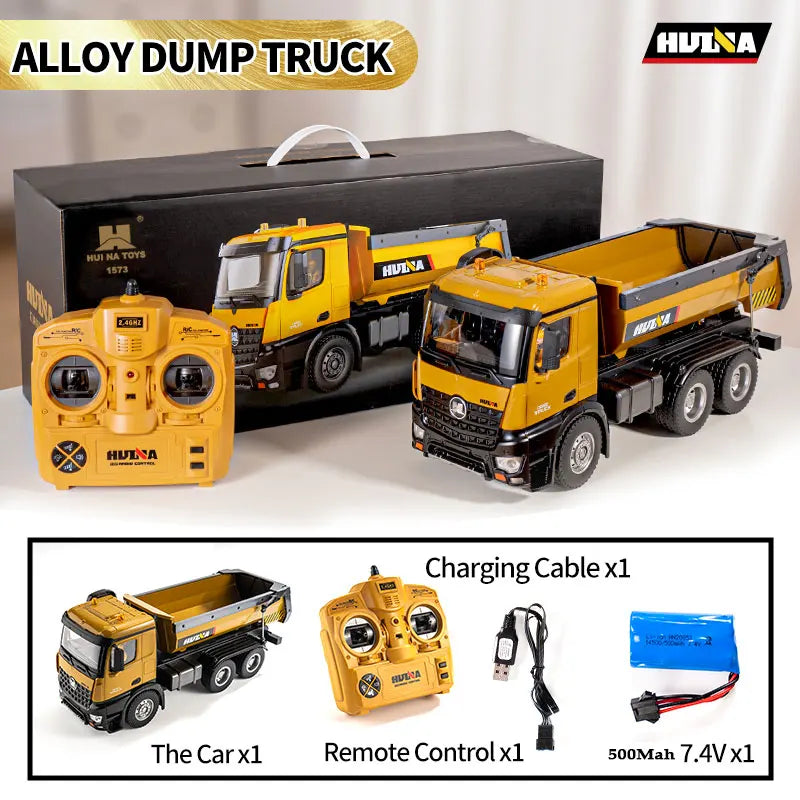 HuiNa 1573 1/14 RC Truck 10 Channel 2.4G Remote Control Loader Truck Engineering Vehicle RC Toy Gift for Boy