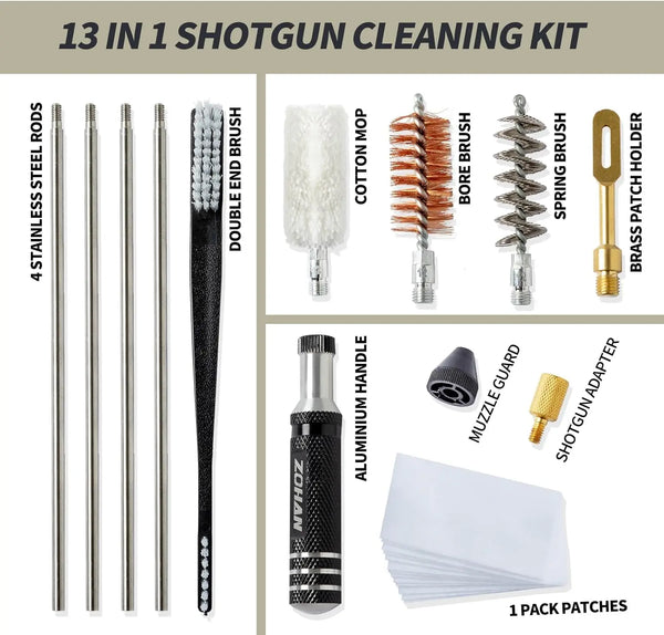 Gun Cleaning Kit Universal Gun Brush Tool for 12 Gauge Shotgun Cleaning Kit Gun Barrel Cleaner Portable Assembly Hunting