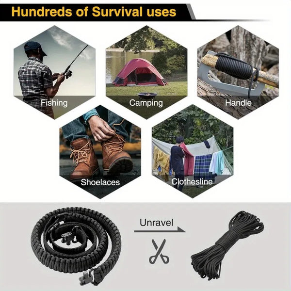 Shotgun Sling 550 Paracord Rifle Sling with Tri-Lock Swivel Adjustable Length 2 Point Sling Rifle Paracord Strap for Outdoor
