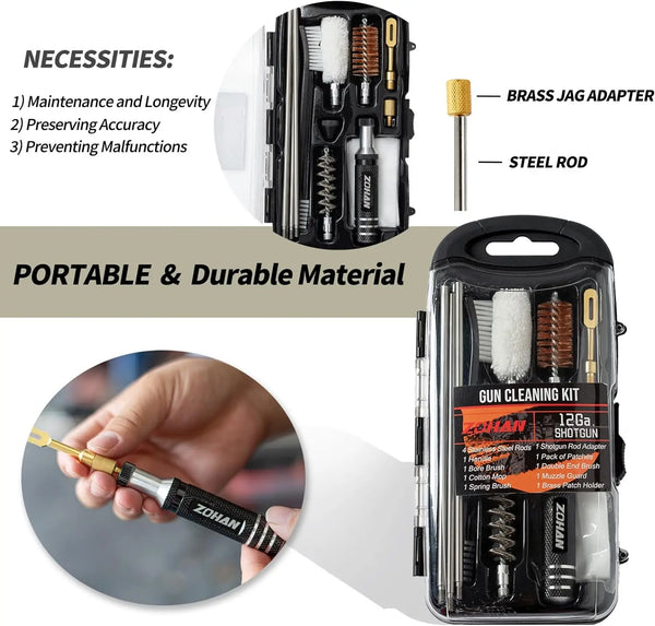 Gun Cleaning Kit Universal Gun Brush Tool for 12 Gauge Shotgun Cleaning Kit Gun Barrel Cleaner Portable Assembly Hunting