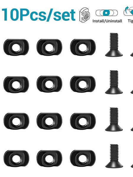 10Pcs M-LOK Screw and Nut Replacement Rails T-Nut Screw Replacement Set for MLOK Handguard Rail Sections Hunting Gun Accessories