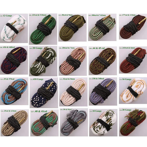Hunting Gun Bore Cleaner Rope .22 Cal.223 Cal.38 Cal& 5.56mm 7.62mm 12GA Rifle Cleaning Brush Kit Tool Rifle Barrel Calibre Rope