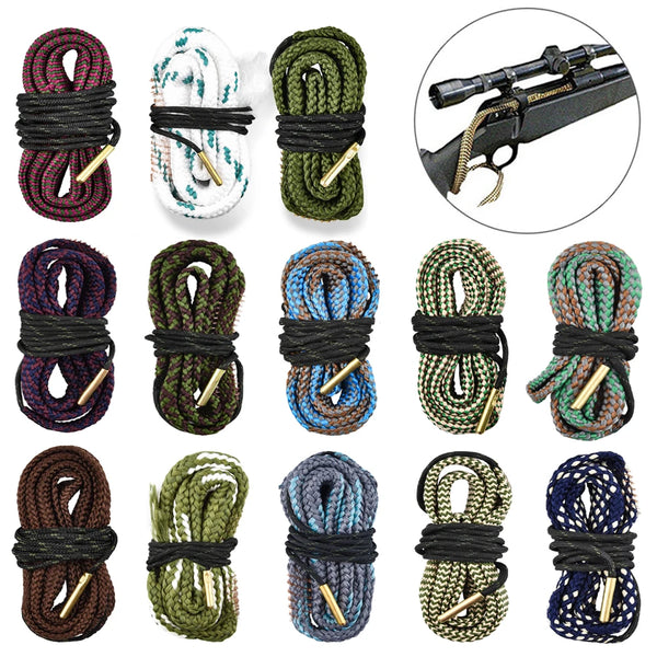 Hunting Gun Bore Cleaner Rope .22 Cal.223 Cal.38 Cal& 5.56mm 7.62mm 12GA Rifle Cleaning Brush Kit Tool Rifle Barrel Calibre Rope