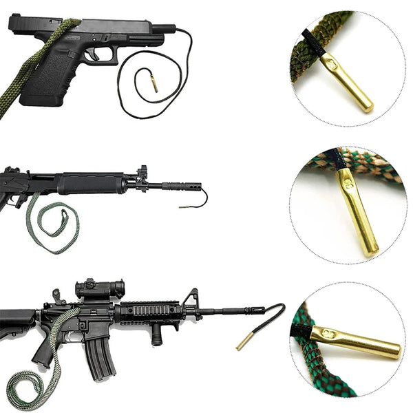 Hunting Gun Bore Cleaner Rope .22 Cal.223 Cal.38 Cal& 5.56mm 7.62mm 12GA Rifle Cleaning Brush Kit Tool Rifle Barrel Calibre Rope