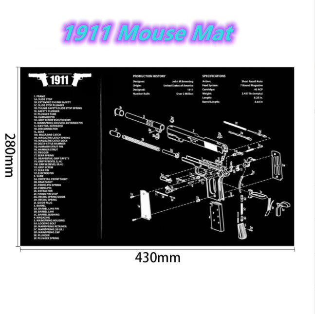 Mouse Pad Repair Gaming Mat Handgun Disassembly AR15 AK/47 1911 HK-USP Glock M92 M870
