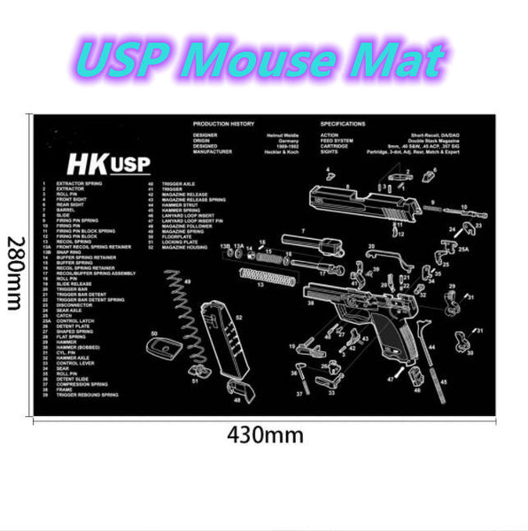 Mouse Pad Repair Gaming Mat Handgun Disassembly AR15 AK/47 1911 HK-USP Glock M92 M870