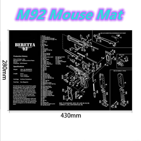 Mouse Pad Repair Gaming Mat Handgun Disassembly AR15 AK/47 1911 HK-USP Glock M92 M870