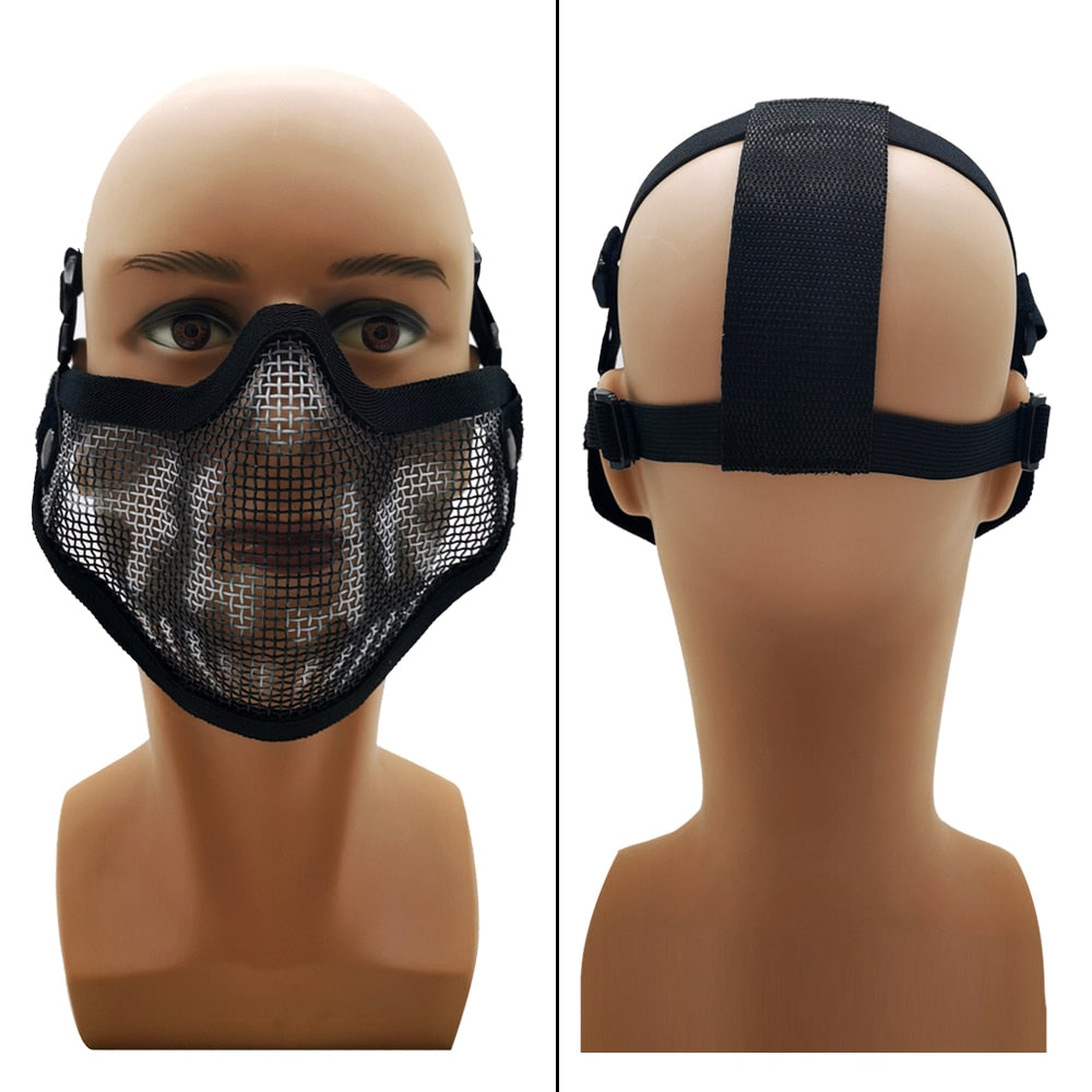 Tactical Mask Half Face Military Mask Metal Mesh Skull Protection Tactical  Gel blaster mask Military Mask Hunting Accessories