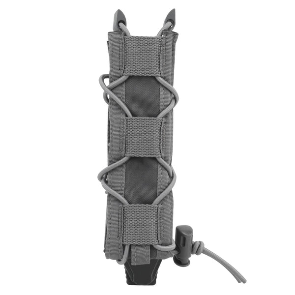 9mm Tactical Pistol Magazine Pouch MP5 Mags Bag Long Single MOLLE PALS Malice Clip Shock Cord Polymer Side Panel Hunting Tactical Vest Belt