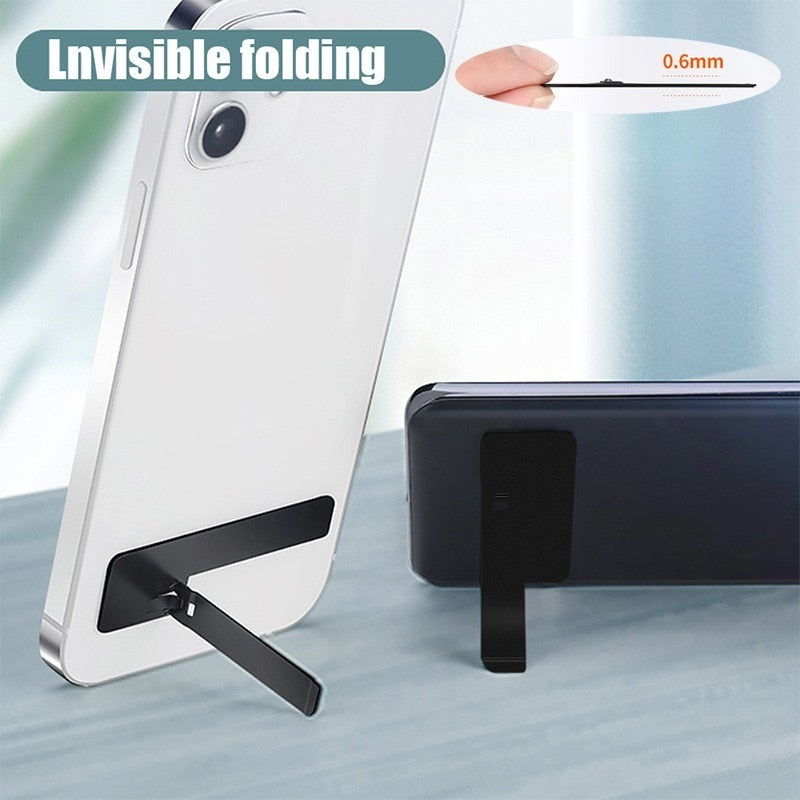 Ultra-thin Mini Metal Folding Mobile Phone Holder Stand for IPhone Samsung Xiaomi Invisible Portable Phone Kickstand Bracket