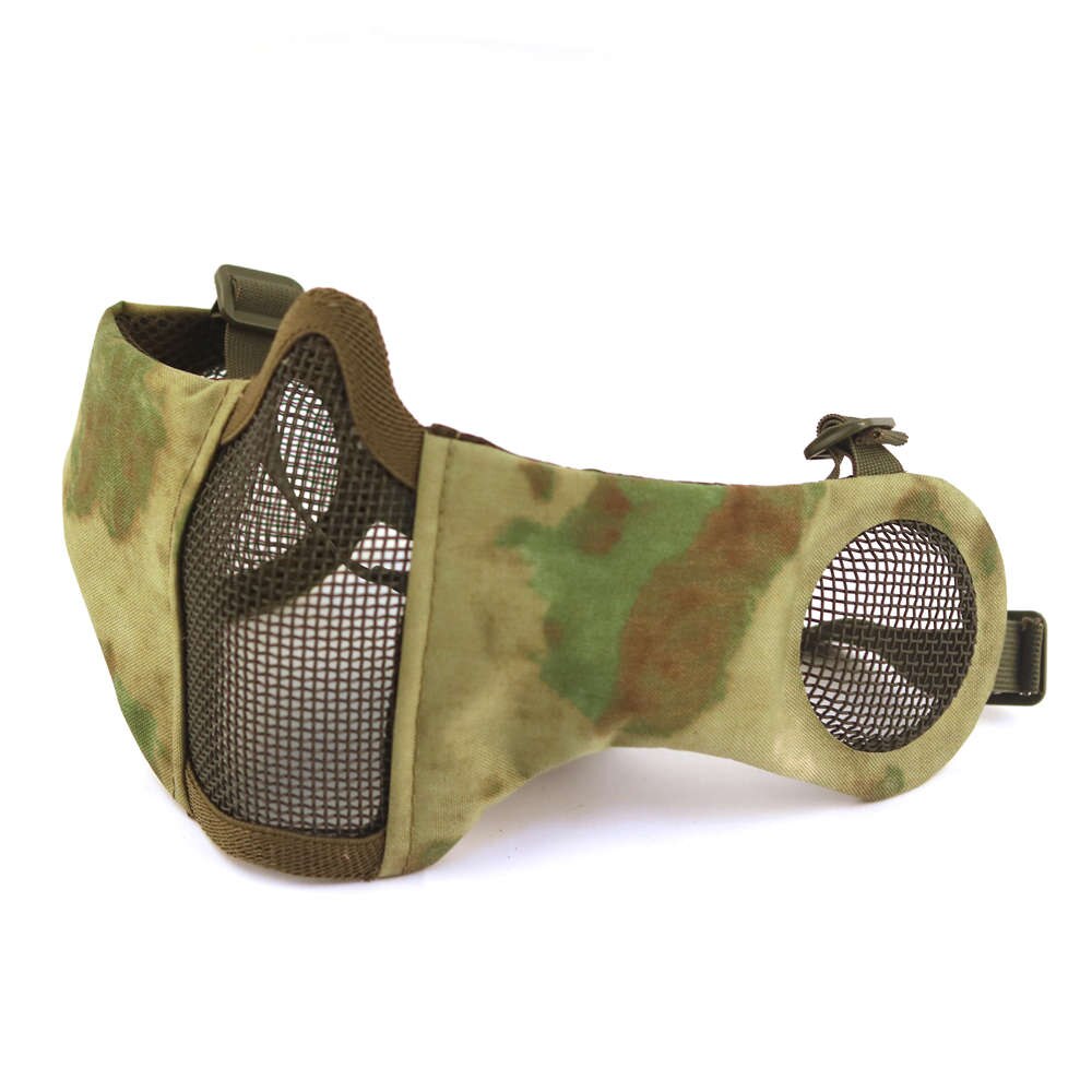 Tactical  Mask Paintball CS Half Face Steel Mesh Comfortable Ear Protective Mask Adjustable Foldable Outdoor Mask