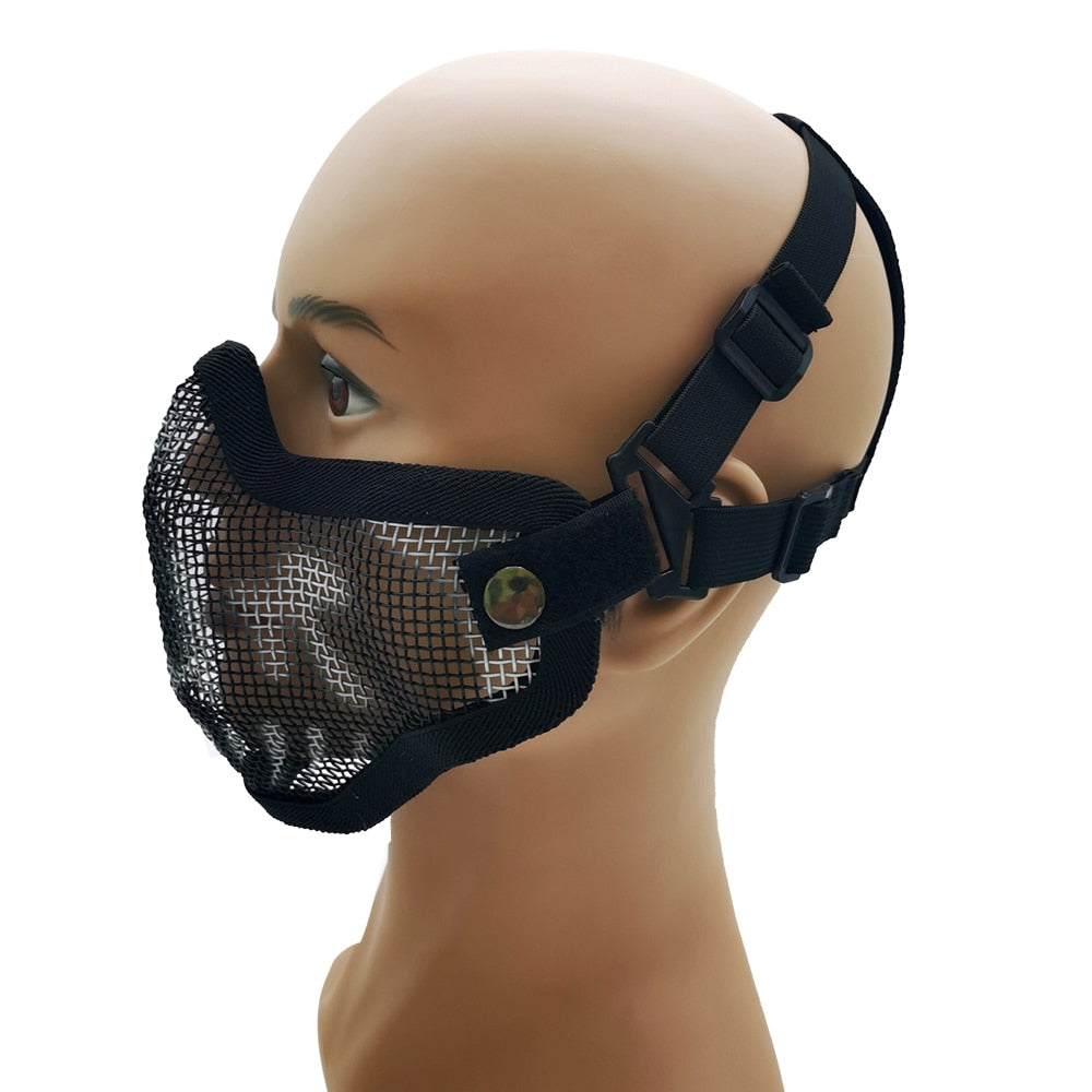 Tactical Mask Half Face Military Mask Metal Mesh Skull Protection Tactical  Gel blaster mask Military Mask Hunting Accessories