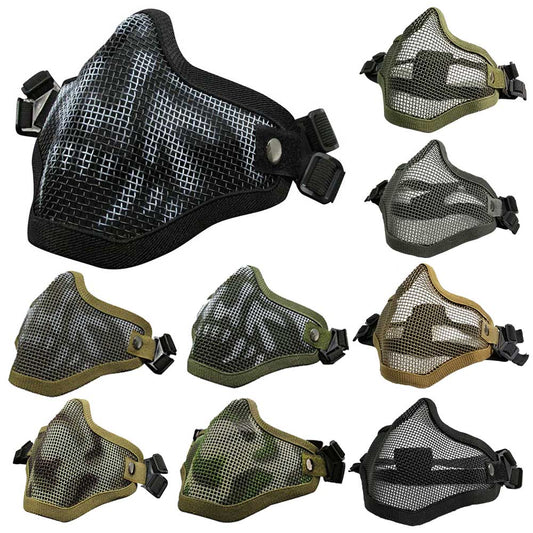 Tactical Mask Half Face Military Mask Metal Mesh Skull Protection Tactical  Gel blaster mask Military Mask Hunting Accessories