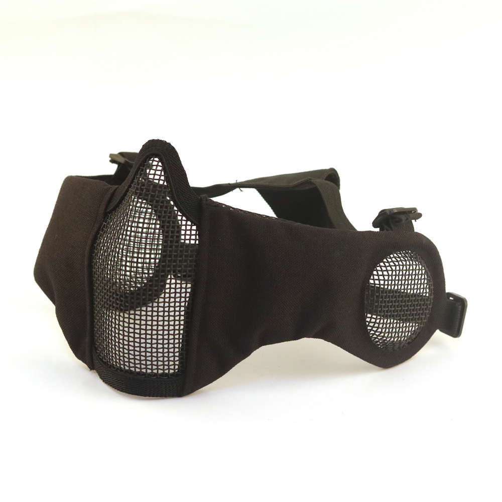 Tactical  Mask Paintball CS Half Face Steel Mesh Comfortable Ear Protective Mask Adjustable Foldable Outdoor Mask