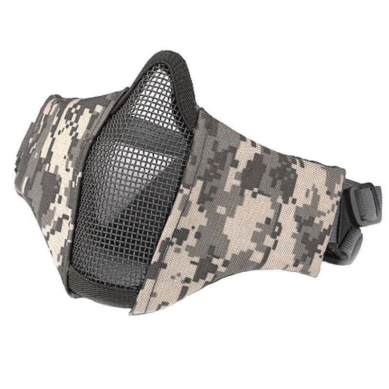 Tactical Mask Half Face Protective Mask Gel blaster mask Shooting Hunting Steel Mesh Foldable