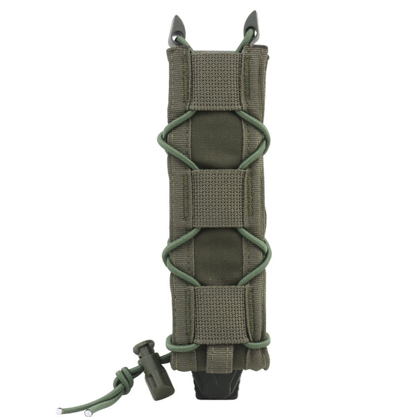9mm Tactical Pistol Magazine Pouch MP5 Mags Bag Long Single MOLLE PALS Malice Clip Shock Cord Polymer Side Panel Hunting Tactical Vest Belt