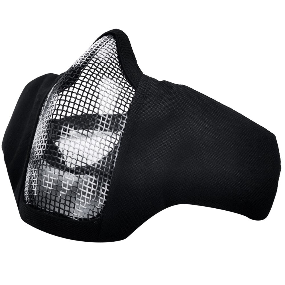 Tactical Mask Half Face Protective Mask Gel blaster mask Shooting Hunting Steel Mesh Foldable