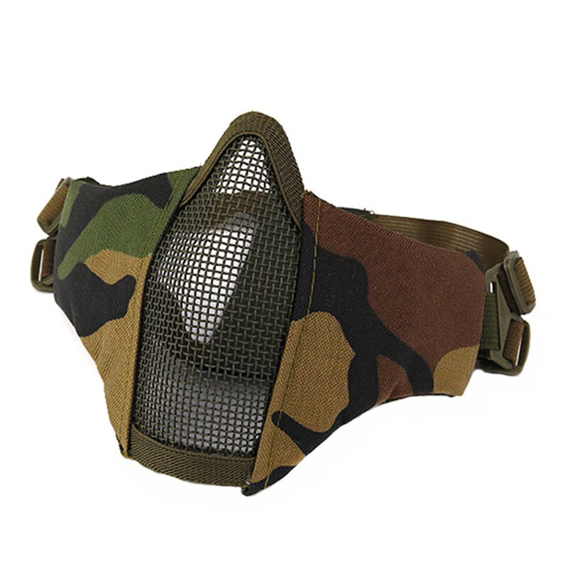 Tactical Mask Half Face Protective Mask Gel blaster mask Shooting Hunting Steel Mesh Foldable