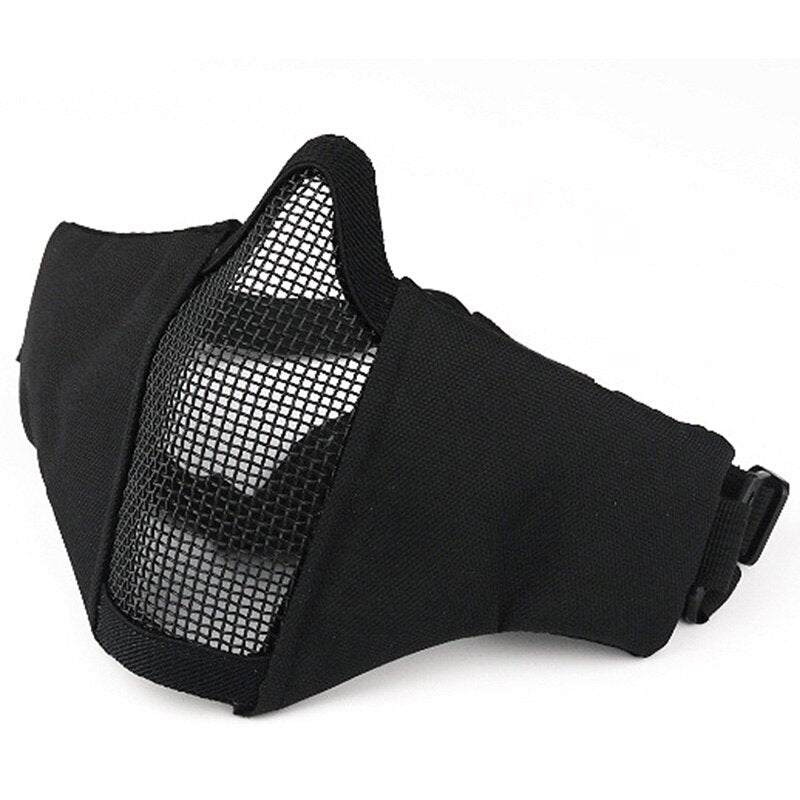 Tactical Mask Half Face Protective Mask Gel blaster mask Shooting Hunting Steel Mesh Foldable