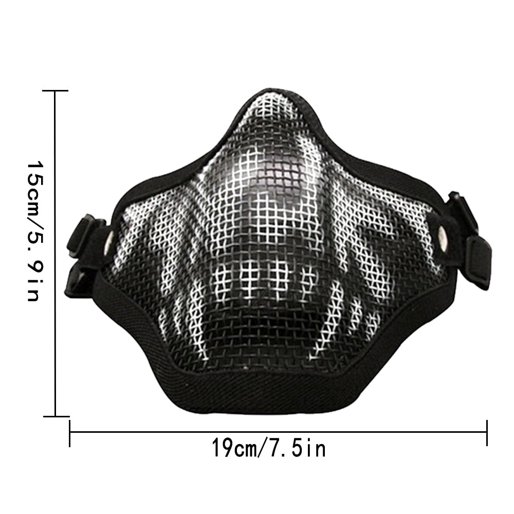 Tactical Mask Half Face Military Mask Metal Mesh Skull Protection Tactical  Gel blaster mask Military Mask Hunting Accessories