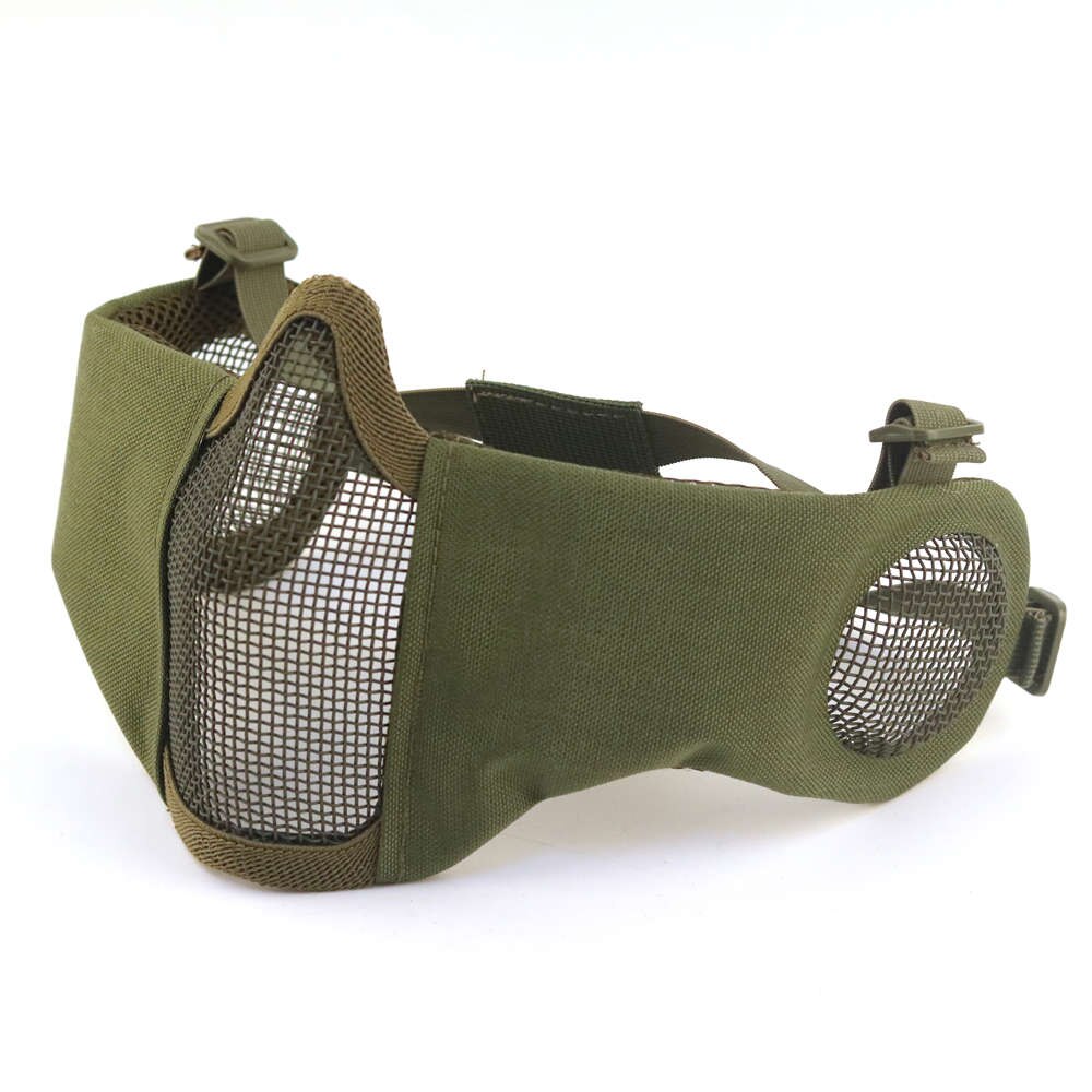 Tactical  Mask Paintball CS Half Face Steel Mesh Comfortable Ear Protective Mask Adjustable Foldable Outdoor Mask