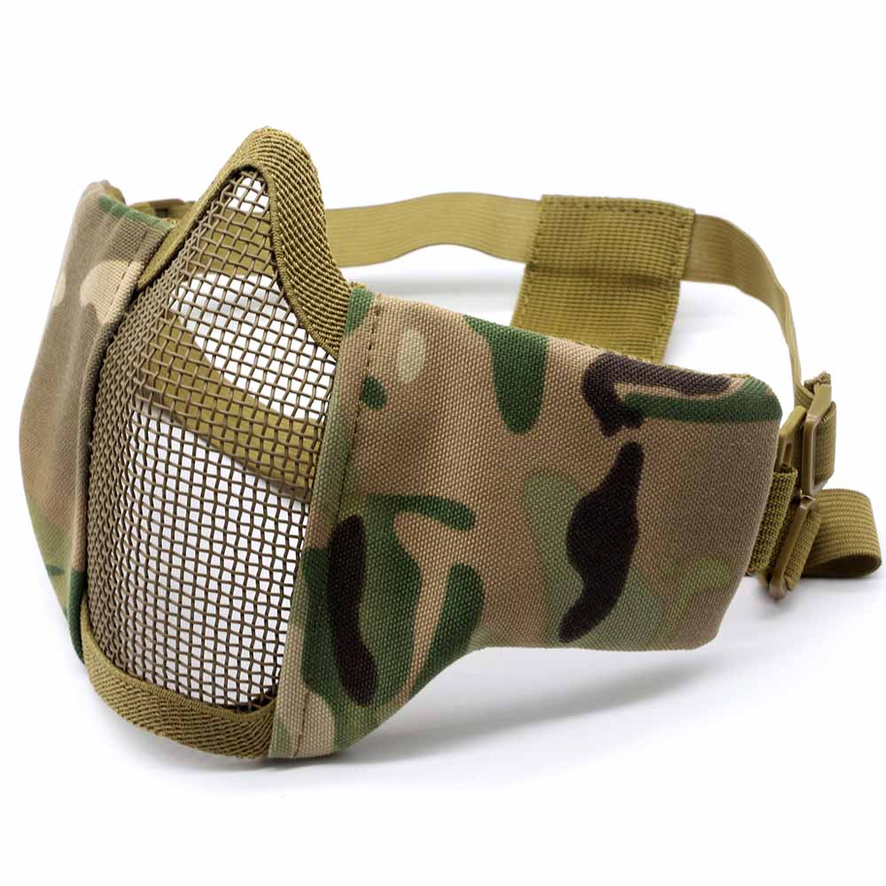 Tactical Mask Half Face Protective Mask Gel blaster mask Shooting Hunting Steel Mesh Foldable