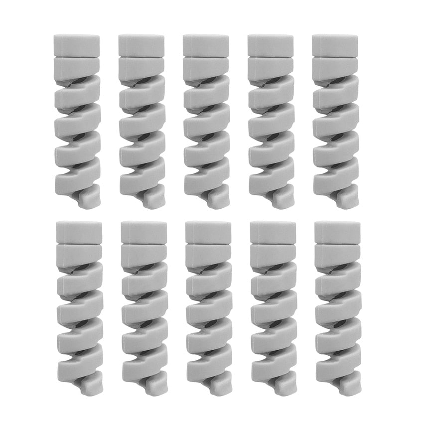 10pcs Cable Protector Silicone Data Cable Spiral Winder Wire Cord Organizer Cover for iphone USB Charger Cable Cord Accessory