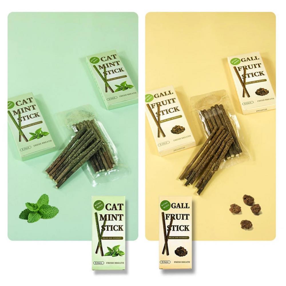 6 Sticks/box Cat Chews Products All Natural Catnip Sticks Wood Tengo Molar Sticks Teeth Cleaning Cat Sticks for Cats of All Ages