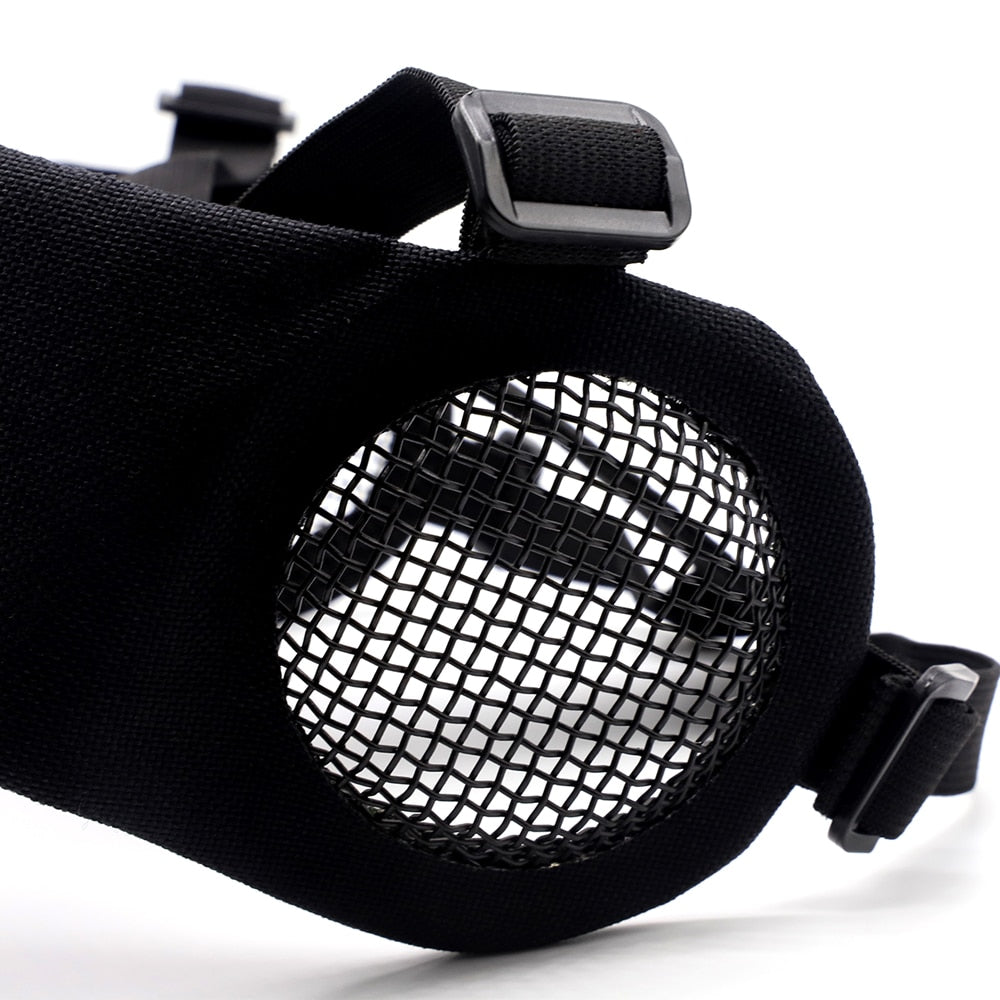 Tactical  Mask Paintball CS Half Face Steel Mesh Comfortable Ear Protective Mask Adjustable Foldable Outdoor Mask