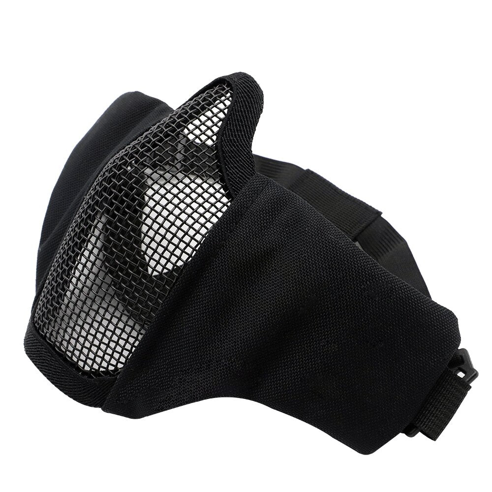 Tactical Mask Half Face Protective Mask Gel blaster mask Shooting Hunting Steel Mesh Foldable