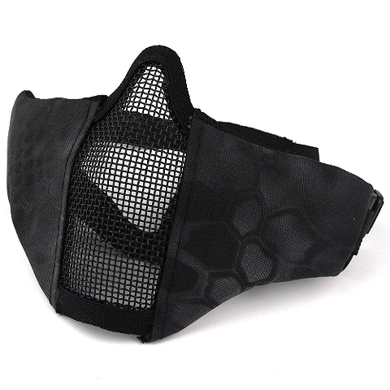 Tactical Mask Half Face Protective Mask Gel blaster mask Shooting Hunting Steel Mesh Foldable