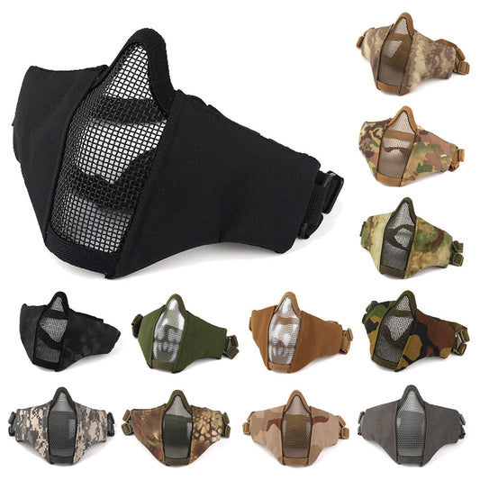 Tactical Mask Half Face Protective Mask Gel blaster mask Shooting Hunting Steel Mesh Foldable