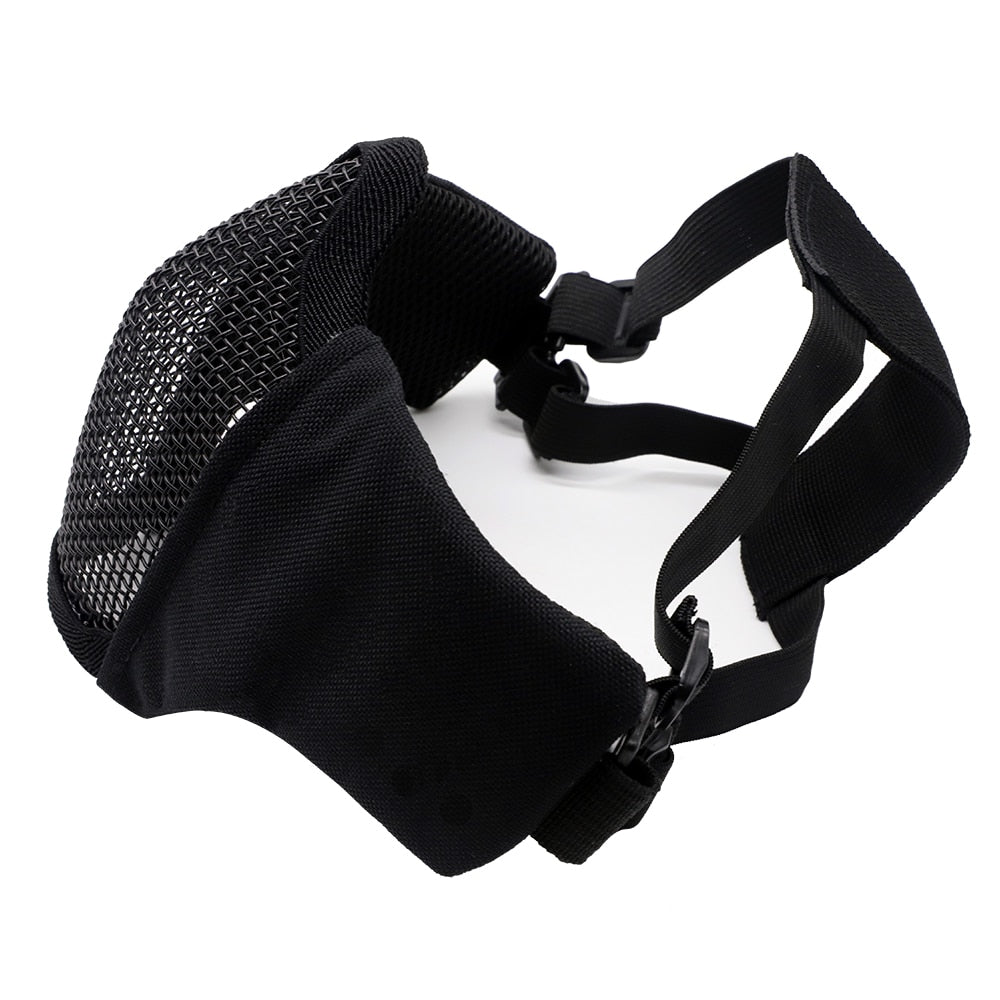 Tactical Mask Half Face Protective Mask Gel blaster mask Shooting Hunting Steel Mesh Foldable