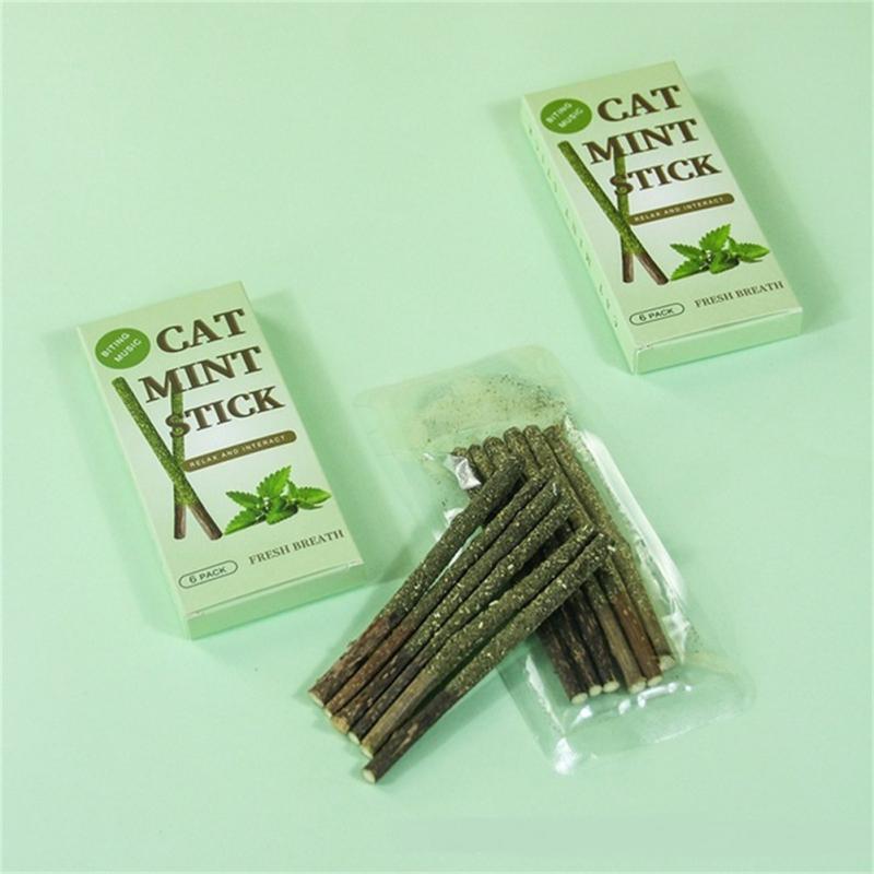 6 Sticks/box Cat Chews Products All Natural Catnip Sticks Wood Tengo Molar Sticks Teeth Cleaning Cat Sticks for Cats of All Ages