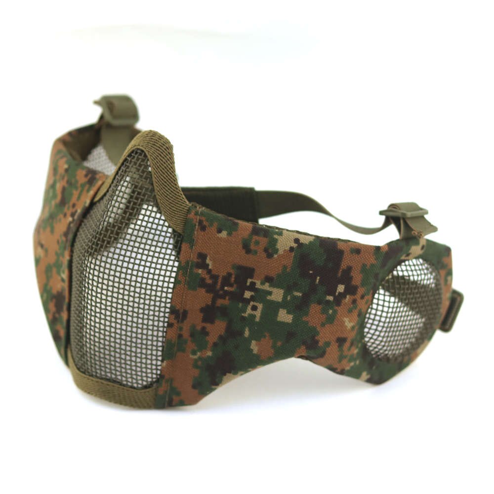 Tactical  Mask Paintball CS Half Face Steel Mesh Comfortable Ear Protective Mask Adjustable Foldable Outdoor Mask